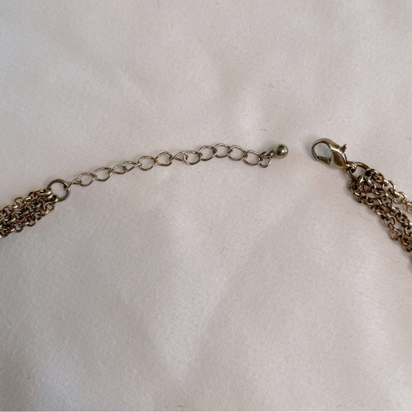 Gold-tone Triple-strand Necklace with Dangling Green Ombré Teardrop Beads - Picture 9 of 9